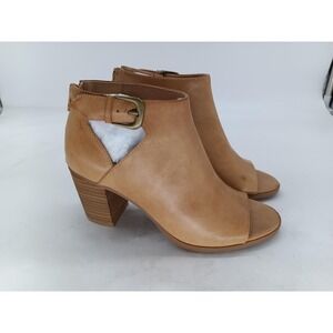 Frye And Co. Fyre Booties Womens Size 6 Tan Open Toe Ankle Block Heel Shoes s3
